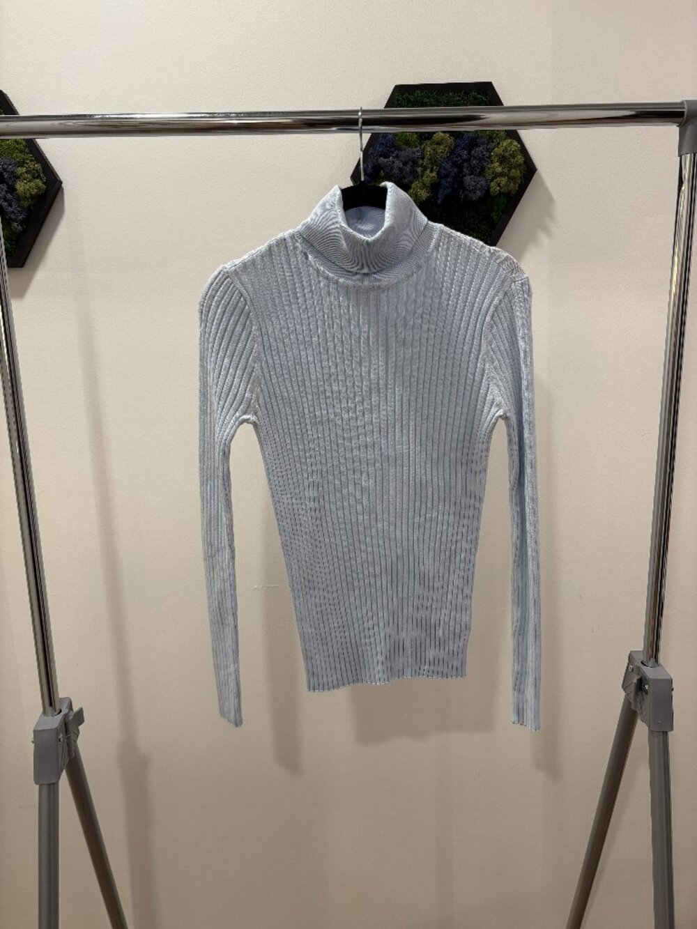 Light Blue Ribbed Turtleneck